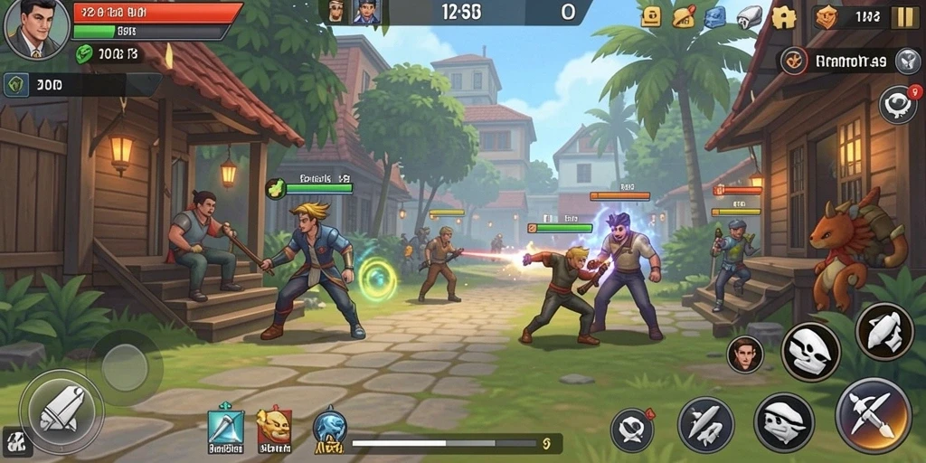 Screenshot permainan slot yang penuh warna dan dinamis.